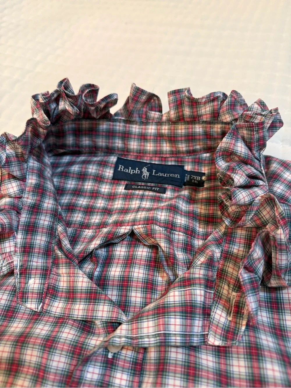 Polo by Ralph Lauren Pink & Blue Plaid Ruffle-Collar Button-Down - Picture 8 of 8